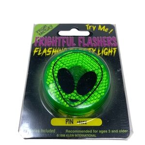 Vintage NEW Fright Factory 90s Halloween Creepy Alien Safety Flashing Lights Pin
